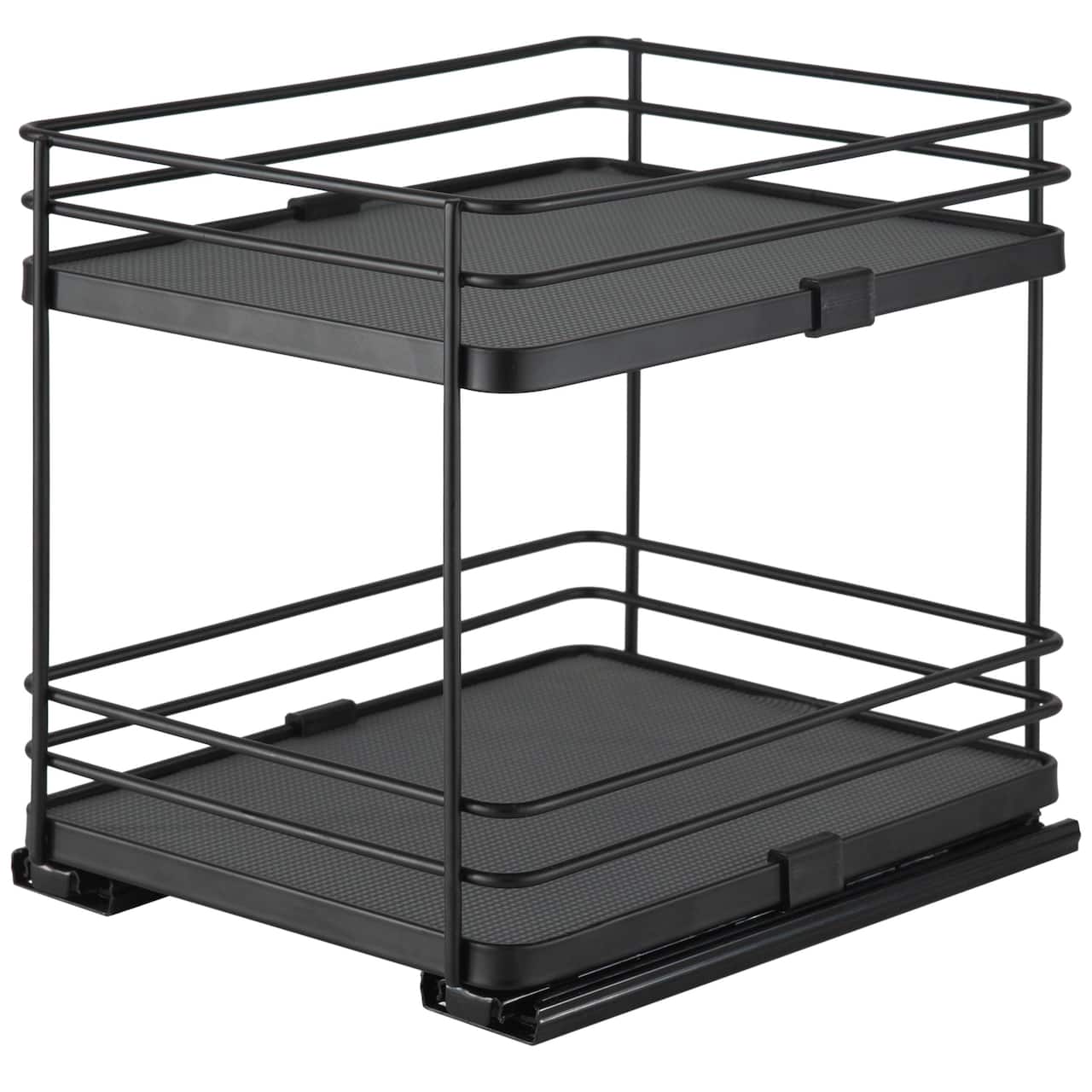 Organize It All Matte Black 2-Tier Slide Out Shelf Organizer